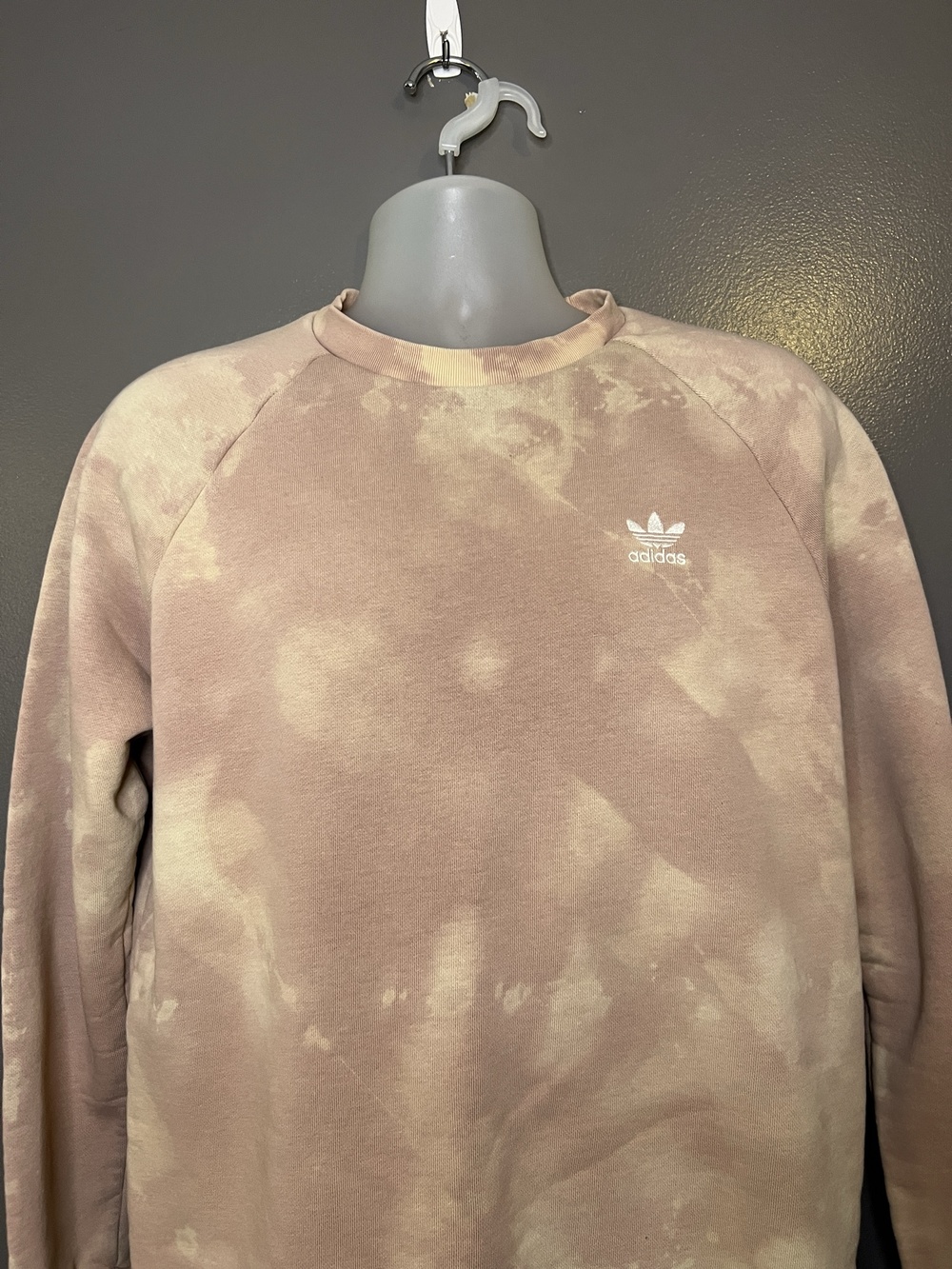 Adidas Originals Sweatshirt Mens Medium Pink Tie Dye Trefoil Fleece Pullover